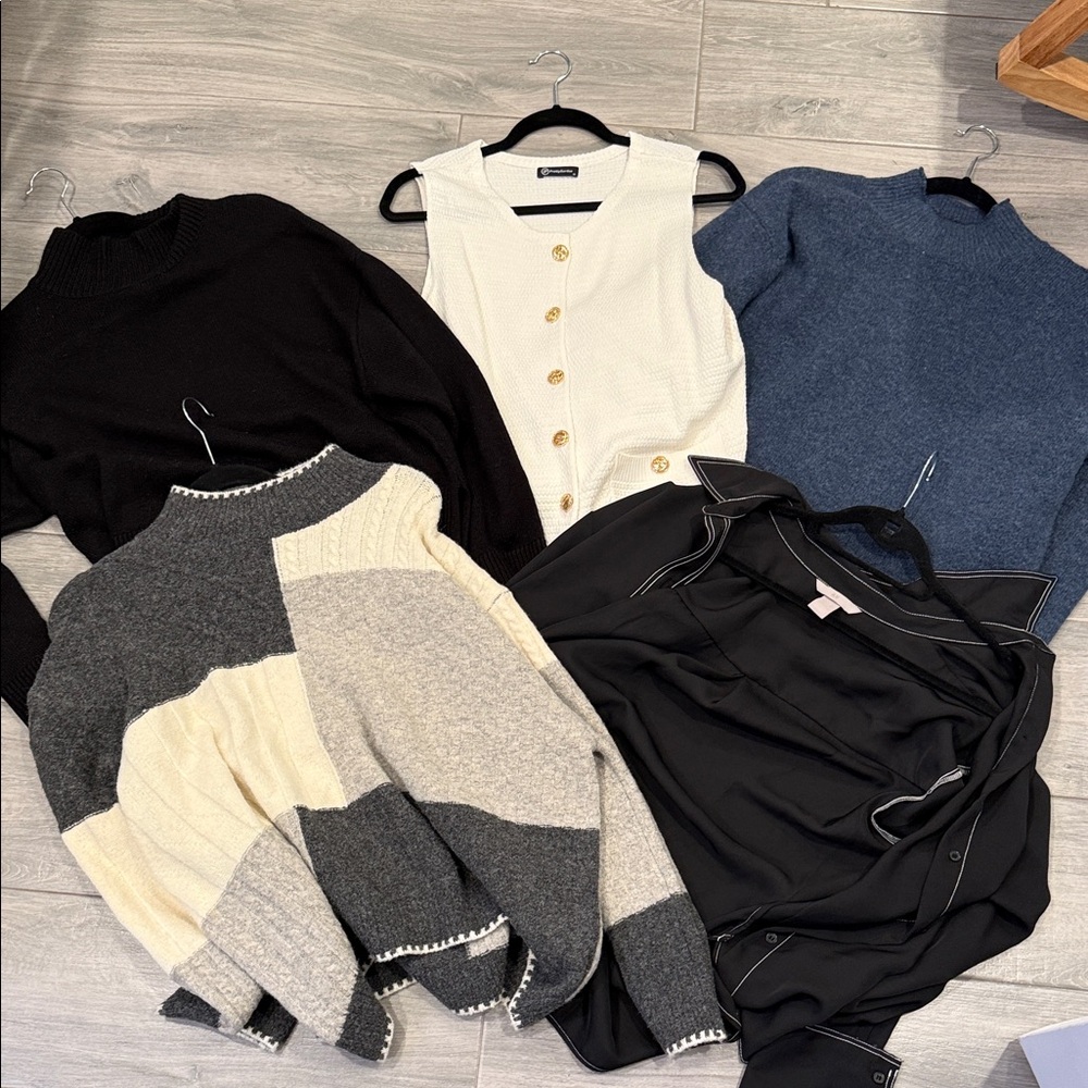 Mixed Knit Sweater Collection - Black, Cream, Gray, Blue